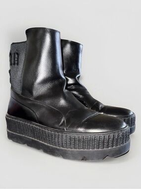 Fenty x PUMA Rihanna Platform Chelsea Sneaker Boots Size 9.5 Womens Black Used